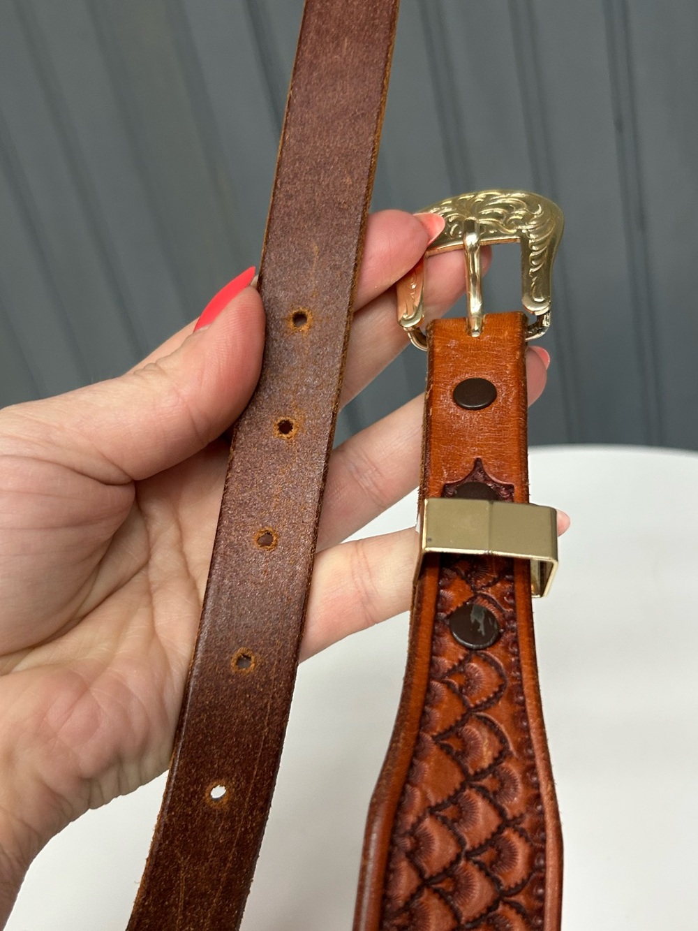 King’s Saddlery Sheridan Wyoming Tooled Leather Western Belt - Picture 8 of 14